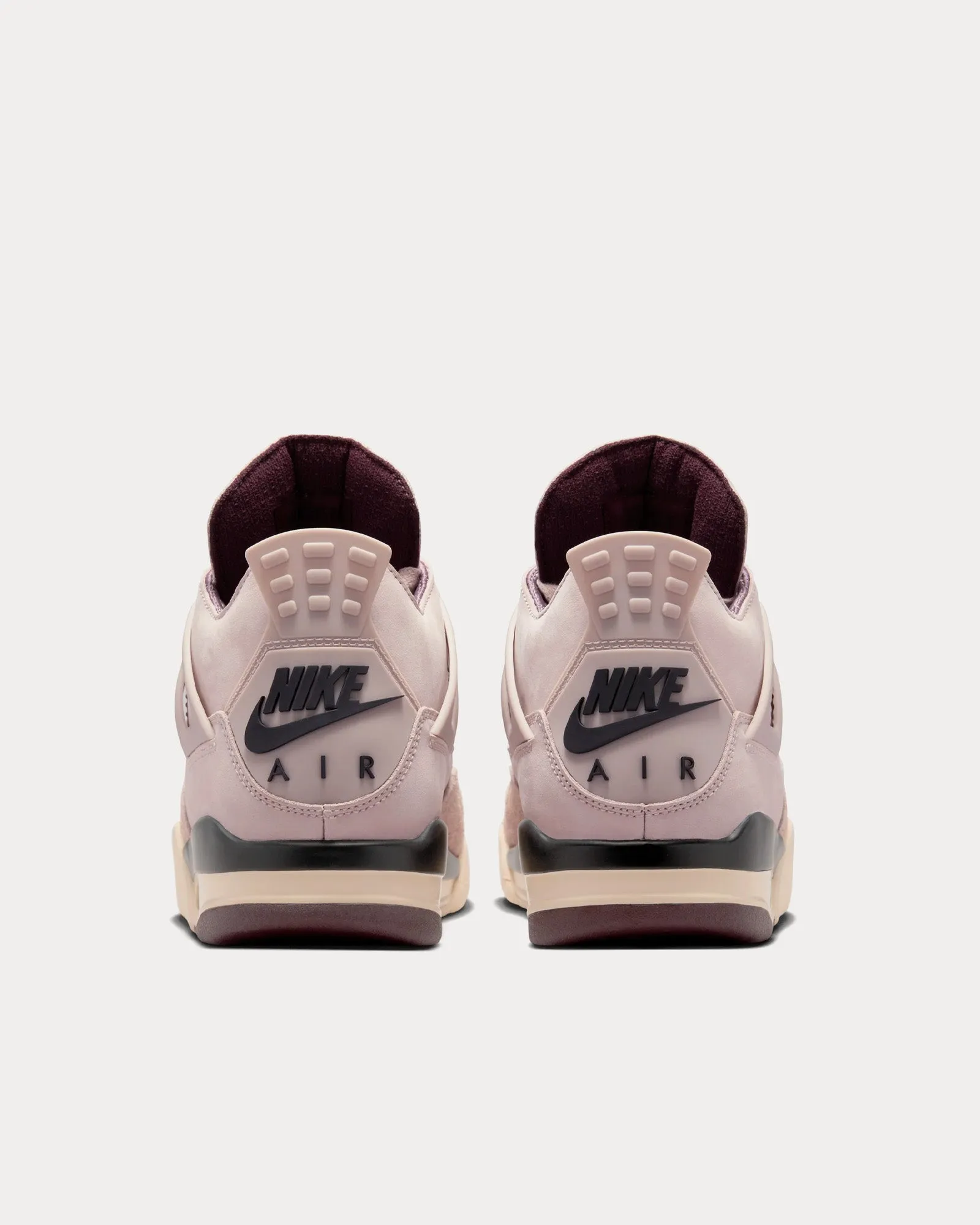 Air Jordan 4 Fossil / Pewter /  Burgundy High Top Sneakers
