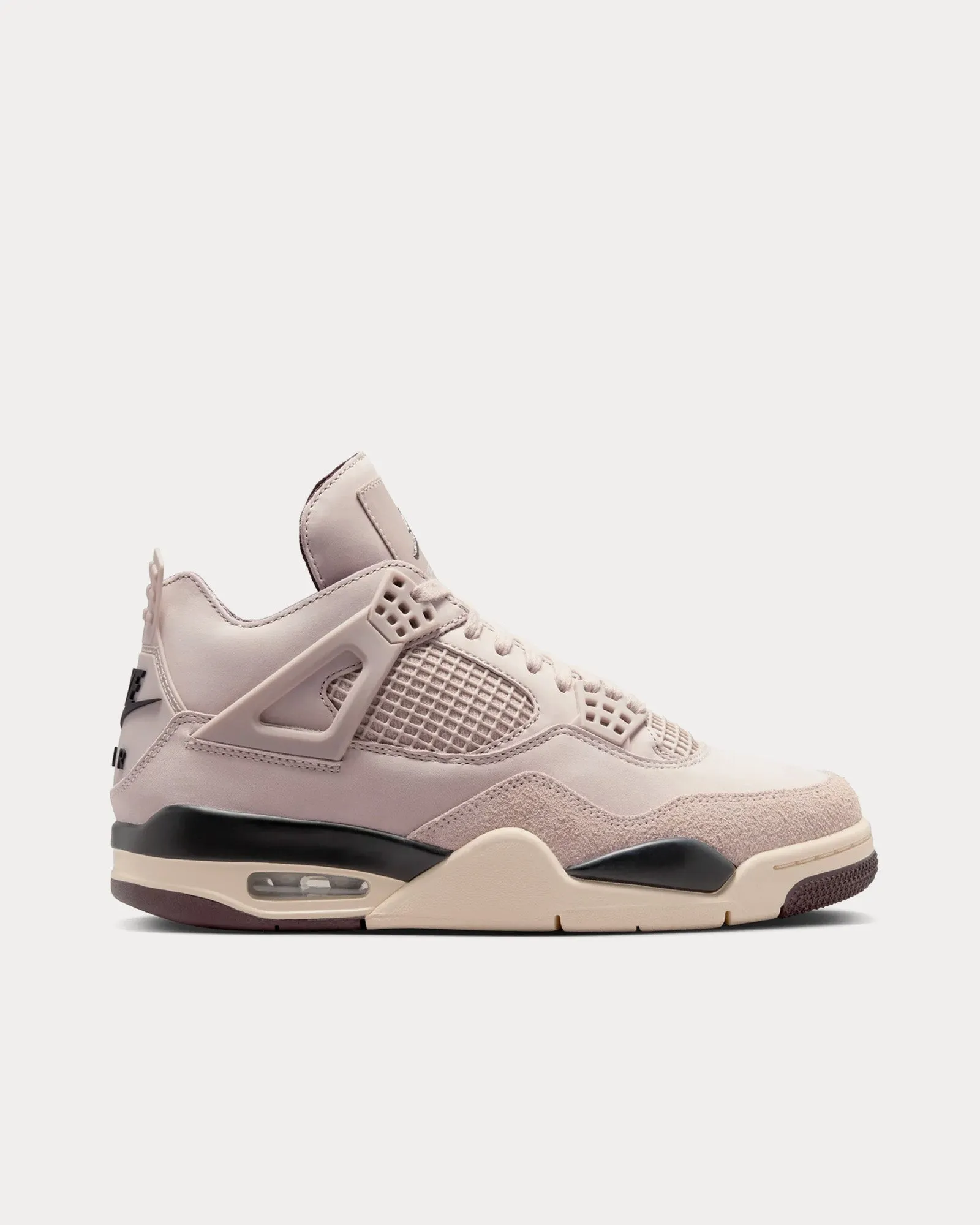 Air Jordan 4 Fossil / Pewter /  Burgundy High Top Sneakers