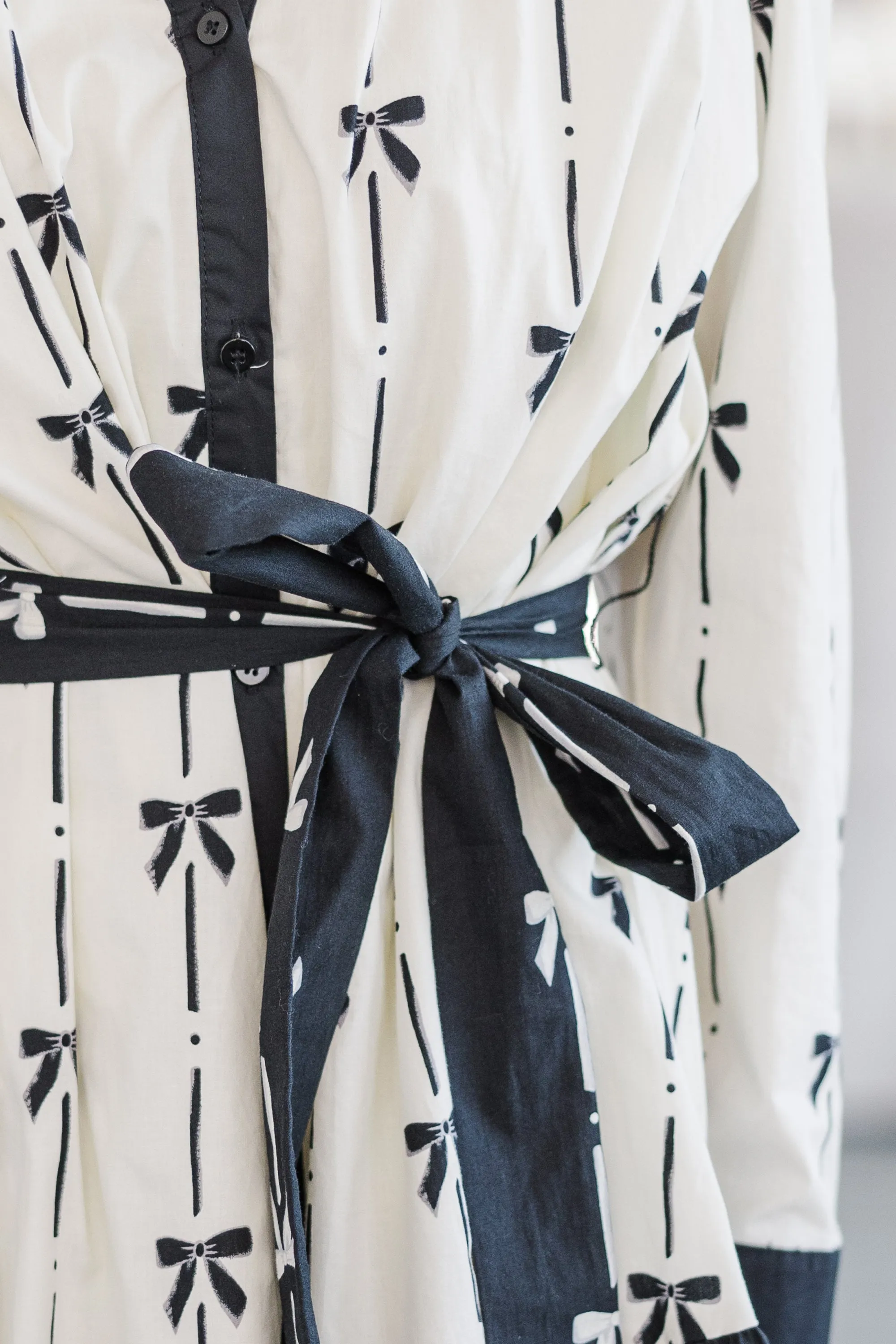 All Tied Up Cream Bow Print Dress