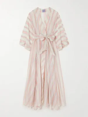 Almudena striped cotton and silk-blend voile maxi dress