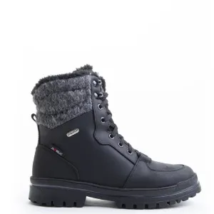 Attiba Women's Lace & Zip Ice Grip Combat Boots- Black