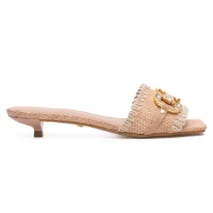 Beige Slide Kitten Heels