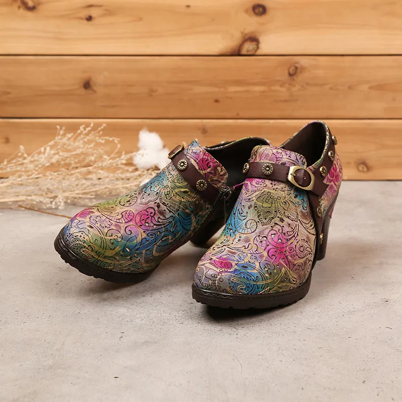 Bohemian Gradient Hollow Leather Pumps