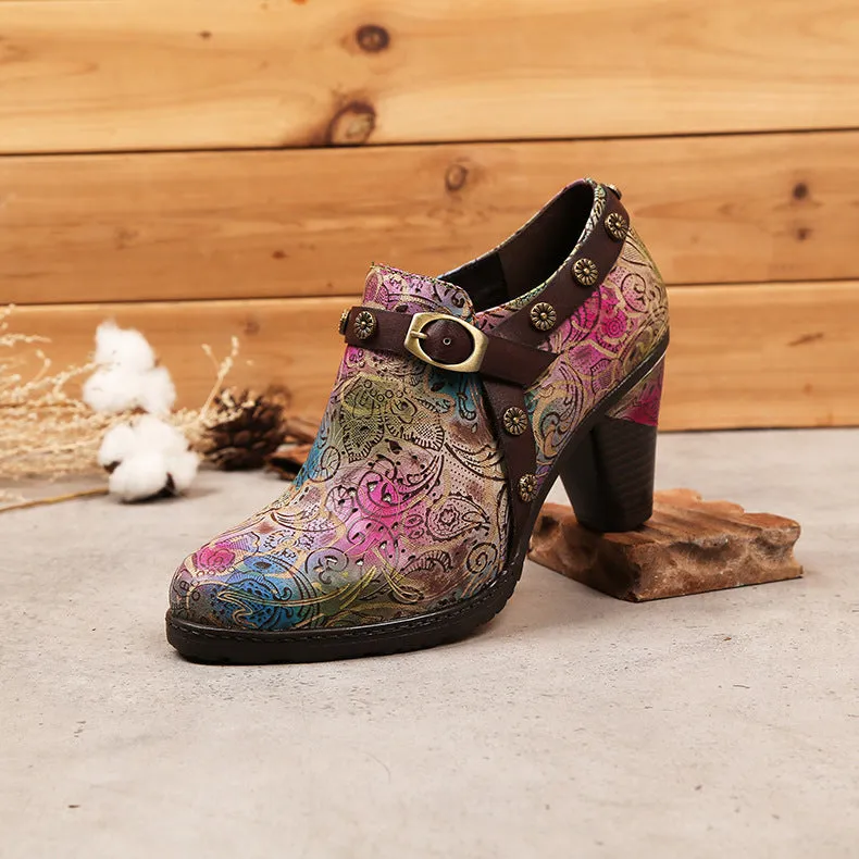 Bohemian Gradient Hollow Leather Pumps