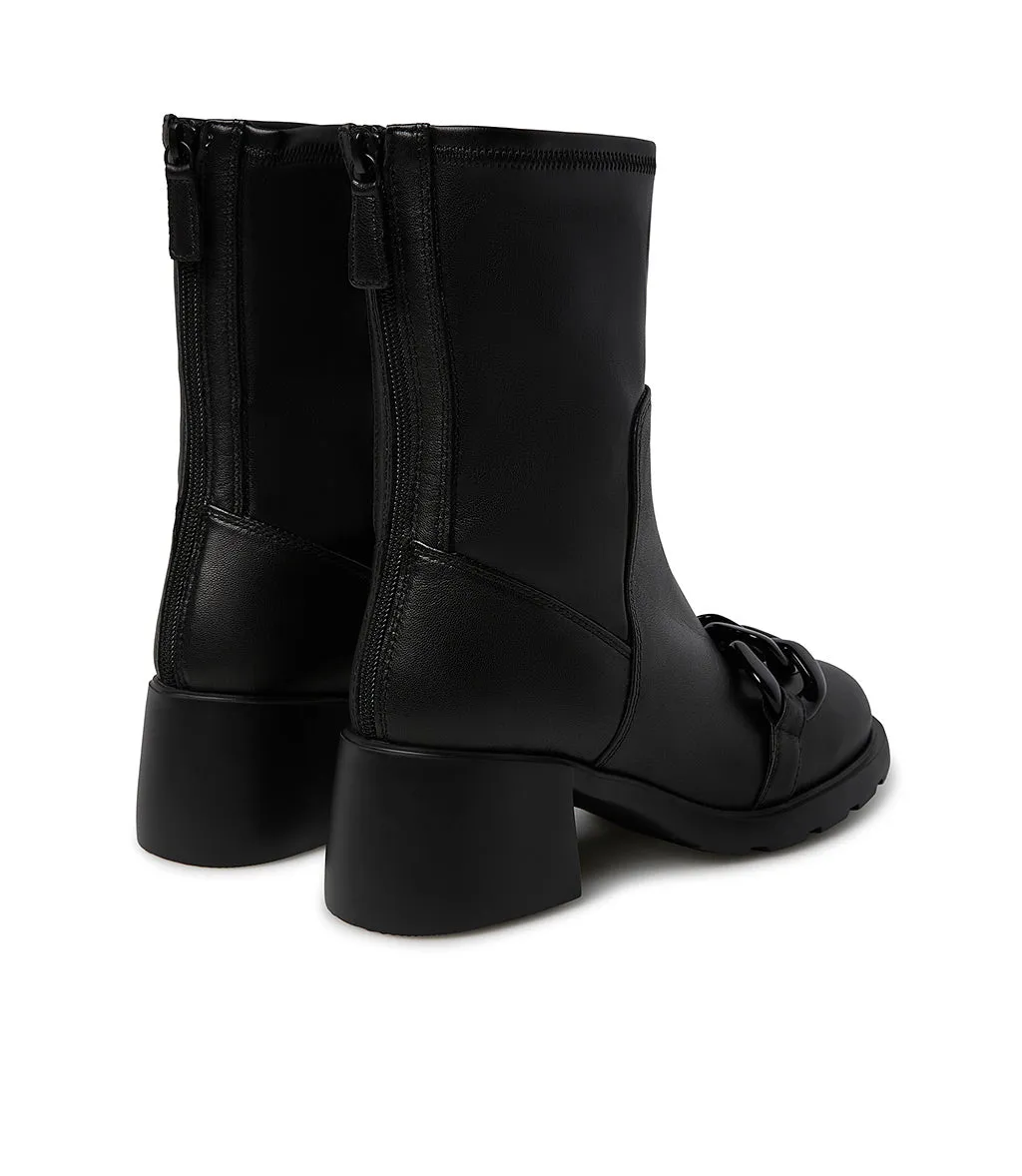 Chain accessory embellished black nappa ankle boots
