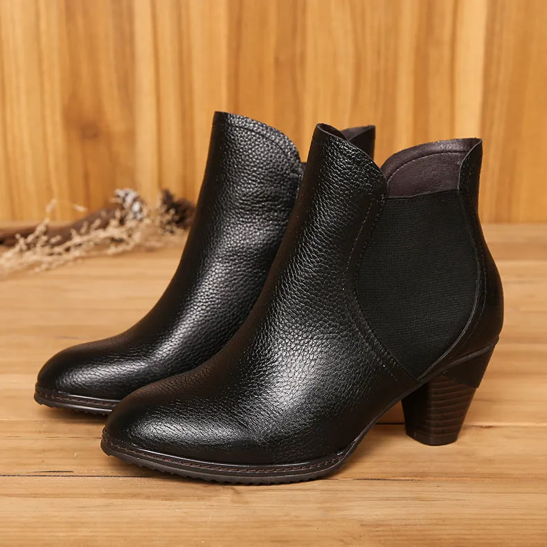 Classic Black handmade Leather Ankle Boots