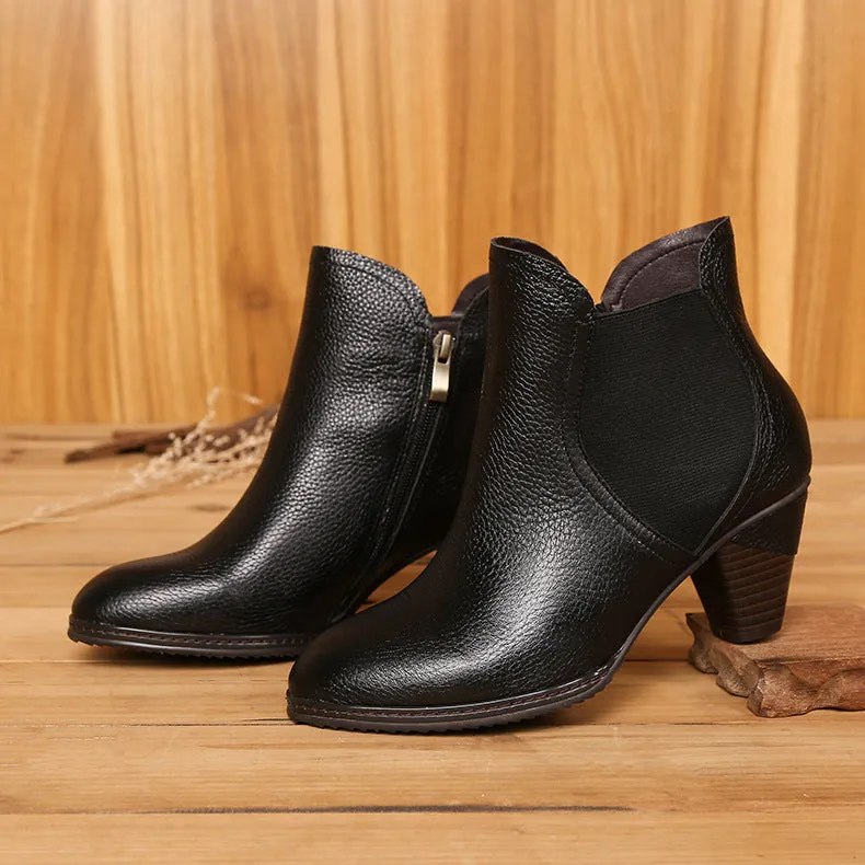 Classic Black handmade Leather Ankle Boots