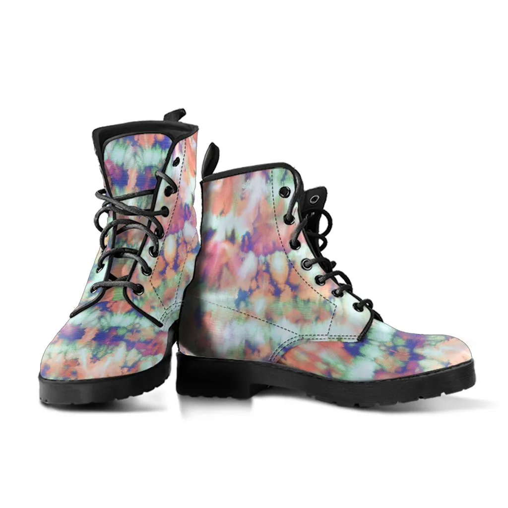 Combat Boots - Tie Dye Design #105 | Custom Shoes, Vegan Leather Lace Up Shoes, Tie Dye Outfit, 90s Boots, Summer Leather Boots, 2000s Boots