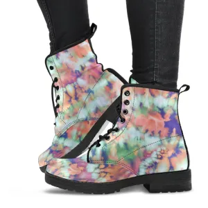 Combat Boots - Tie Dye Design #105 | Custom Shoes, Vegan Leather Lace Up Shoes, Tie Dye Outfit, 90s Boots, Summer Leather Boots, 2000s Boots