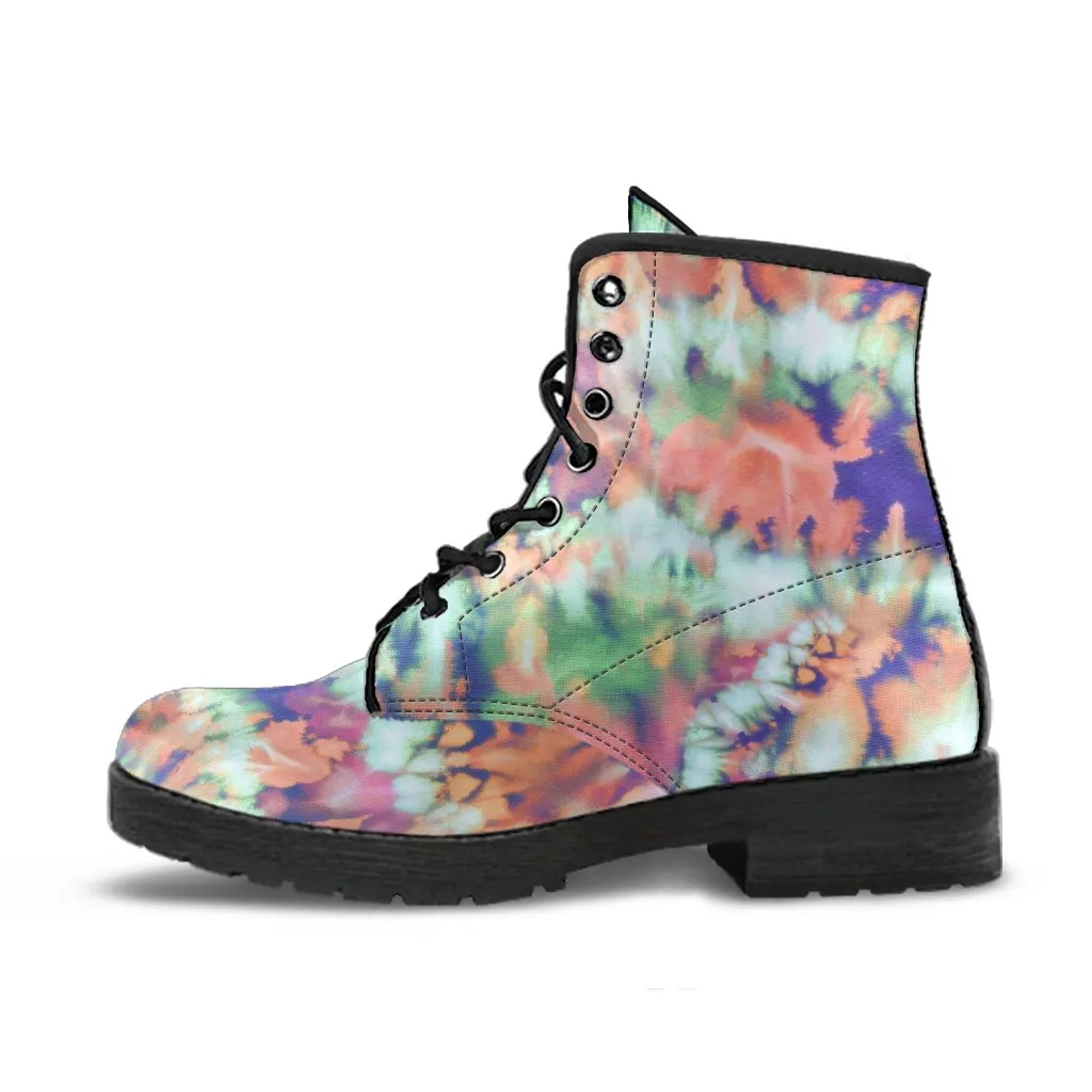 Combat Boots - Tie Dye Design #105 | Custom Shoes, Vegan Leather Lace Up Shoes, Tie Dye Outfit, 90s Boots, Summer Leather Boots, 2000s Boots