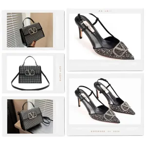 COMBO DEAL - VLOGO SIGNATURE PUMPS & CROSSBODY BAG - BLACK (SILVER)