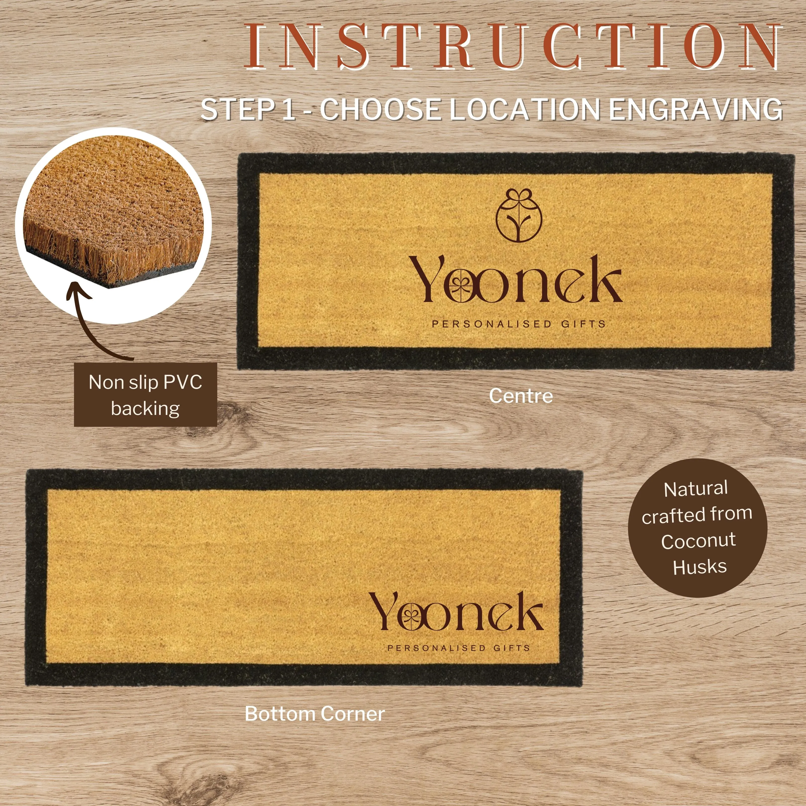 Customised Big Black Border Doormat