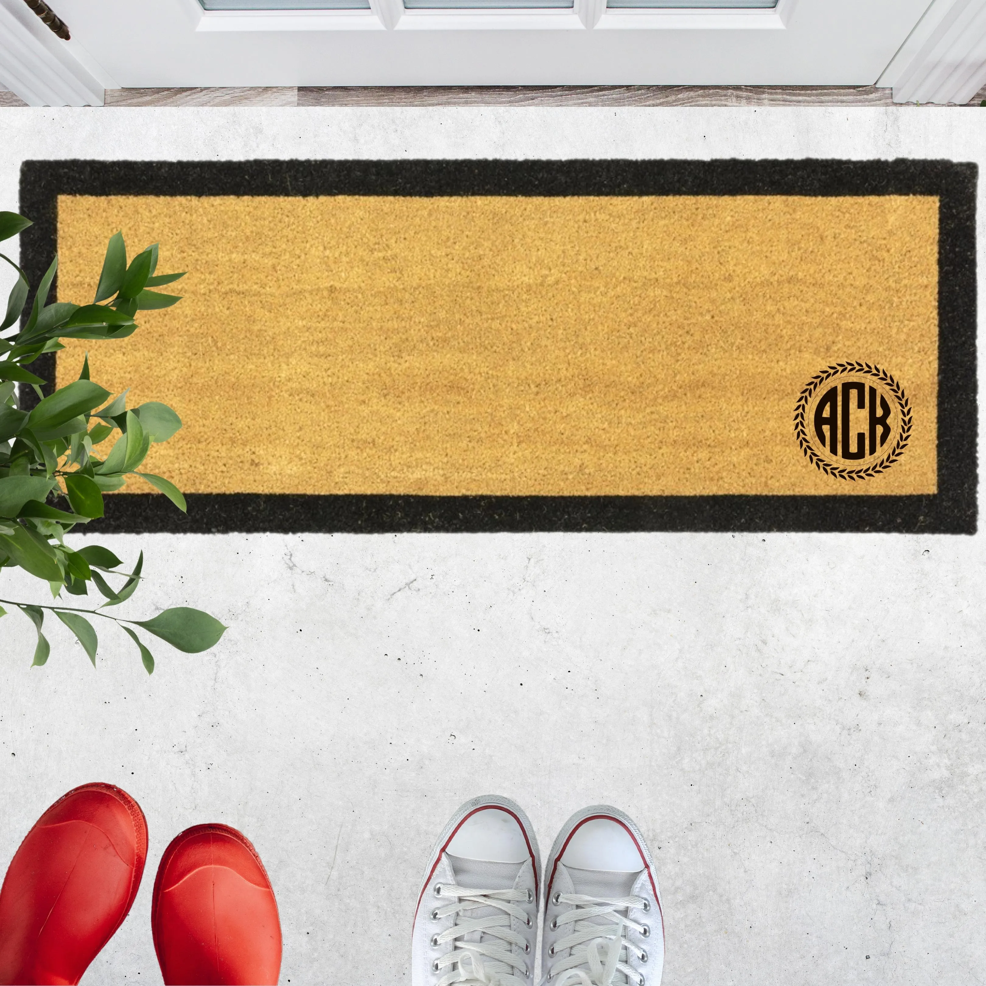 Customised Big Black Border Doormat