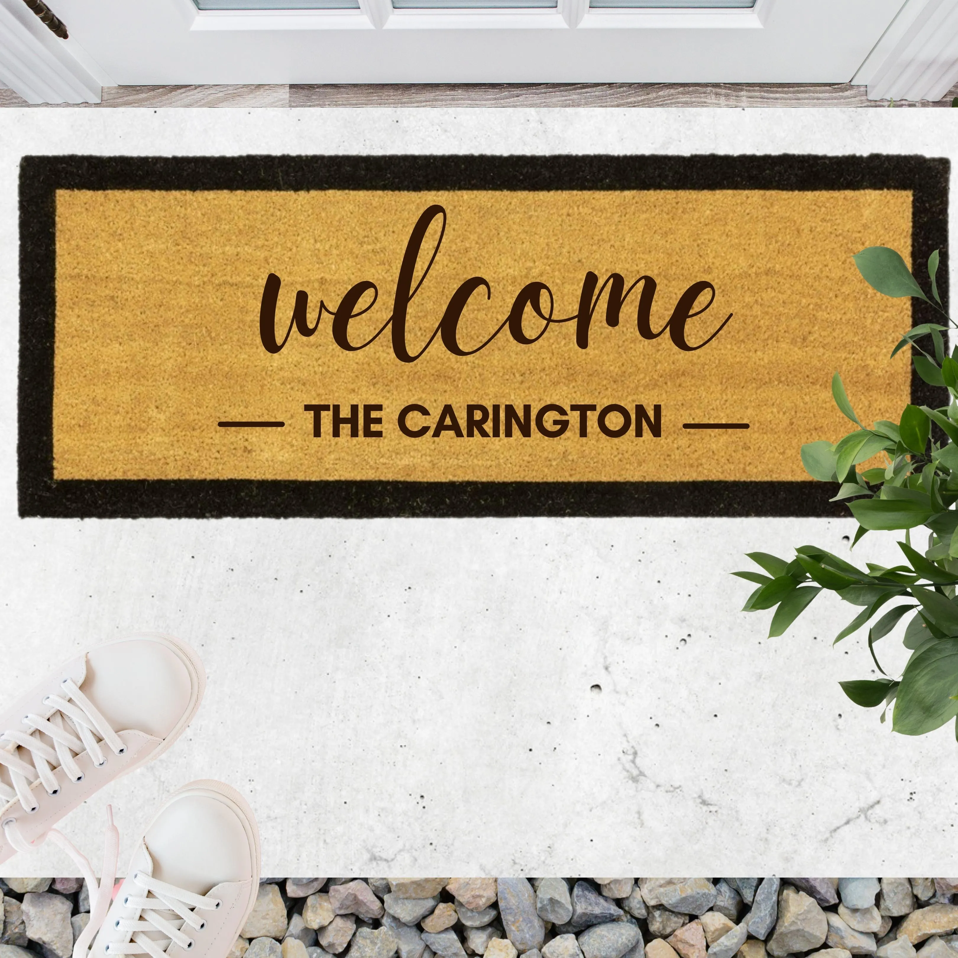 Customised Big Black Border Doormat