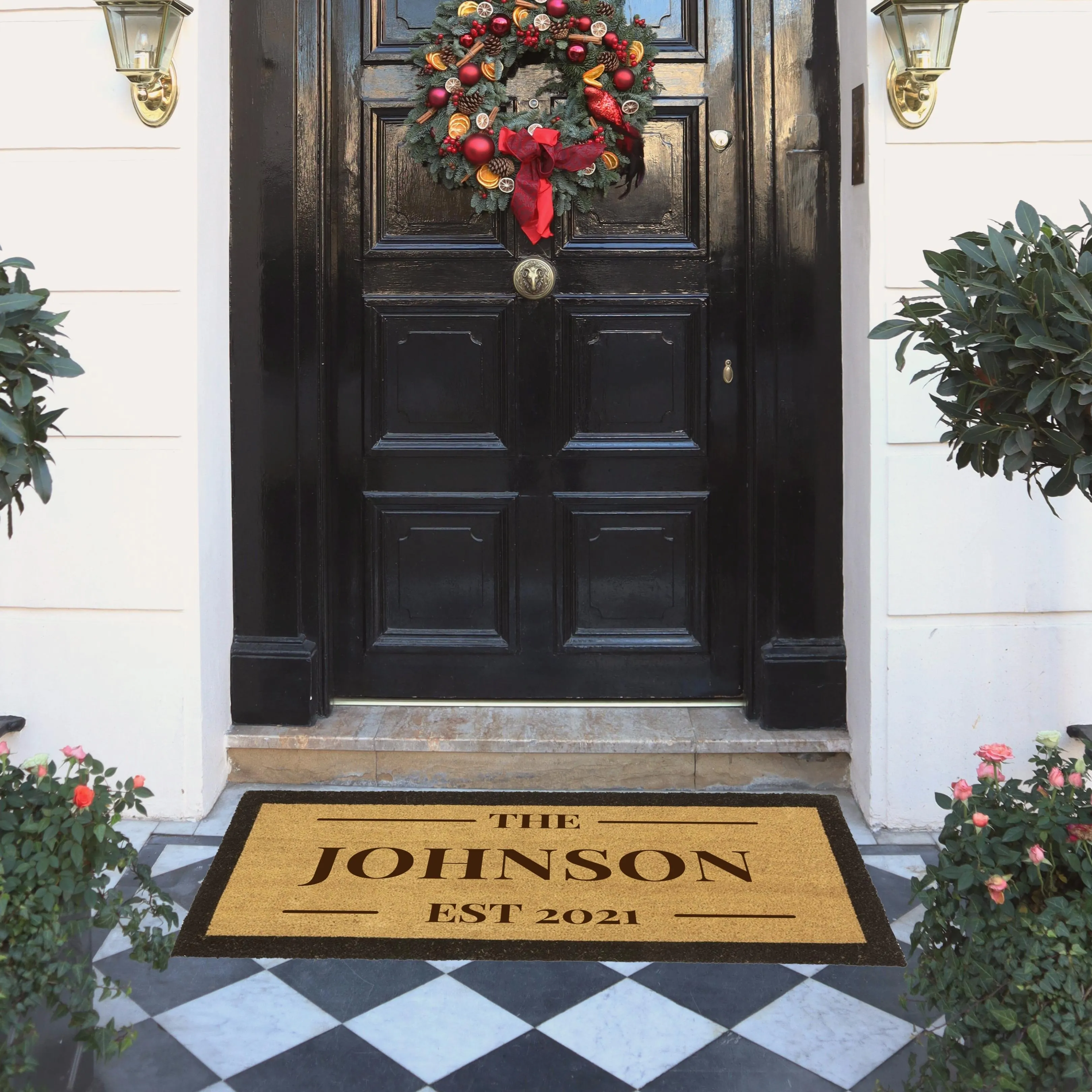 Customised Big Black Border Doormat