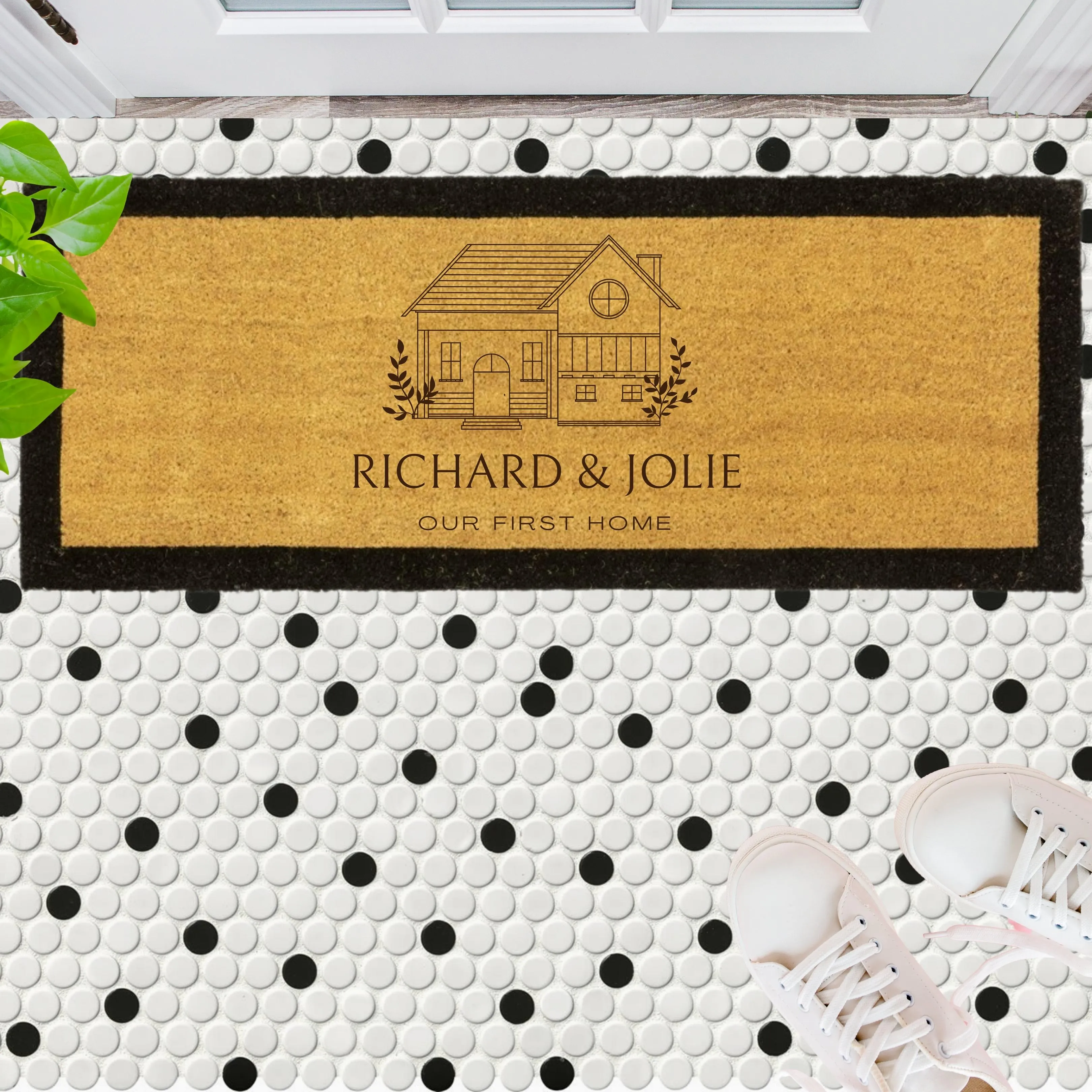 Customised Big Black Border Doormat