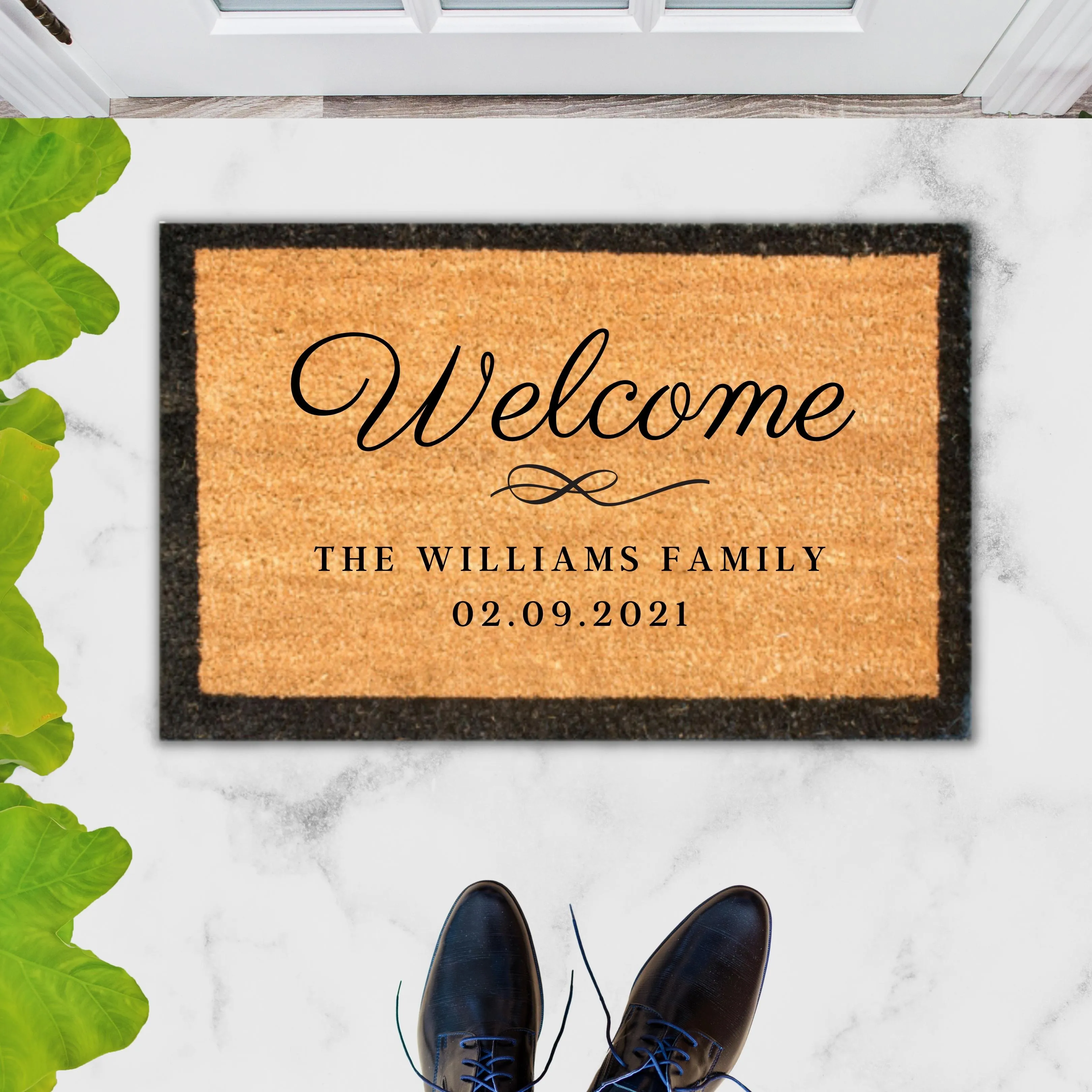 Customised Black Border Doormat