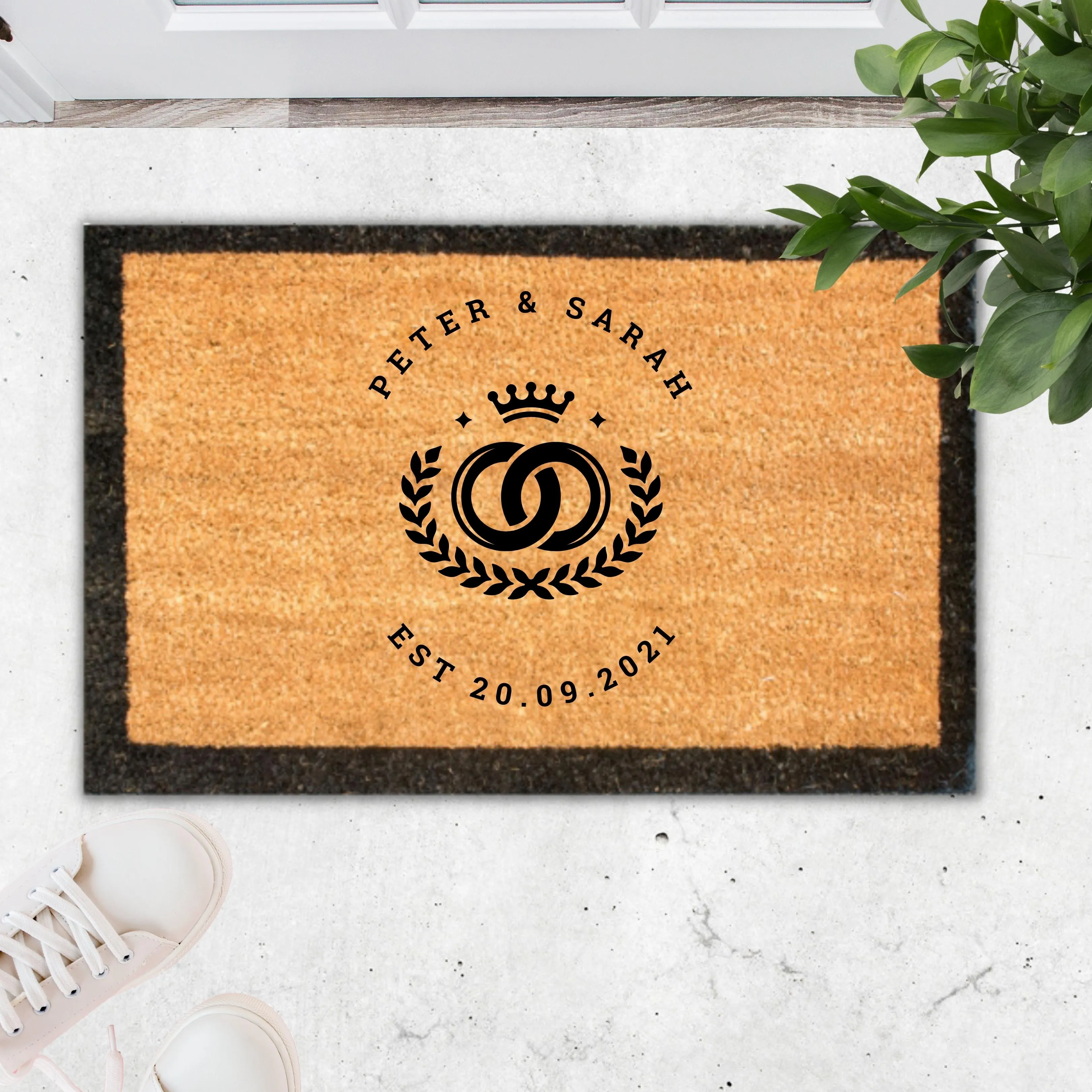 Customised Black Border Doormat