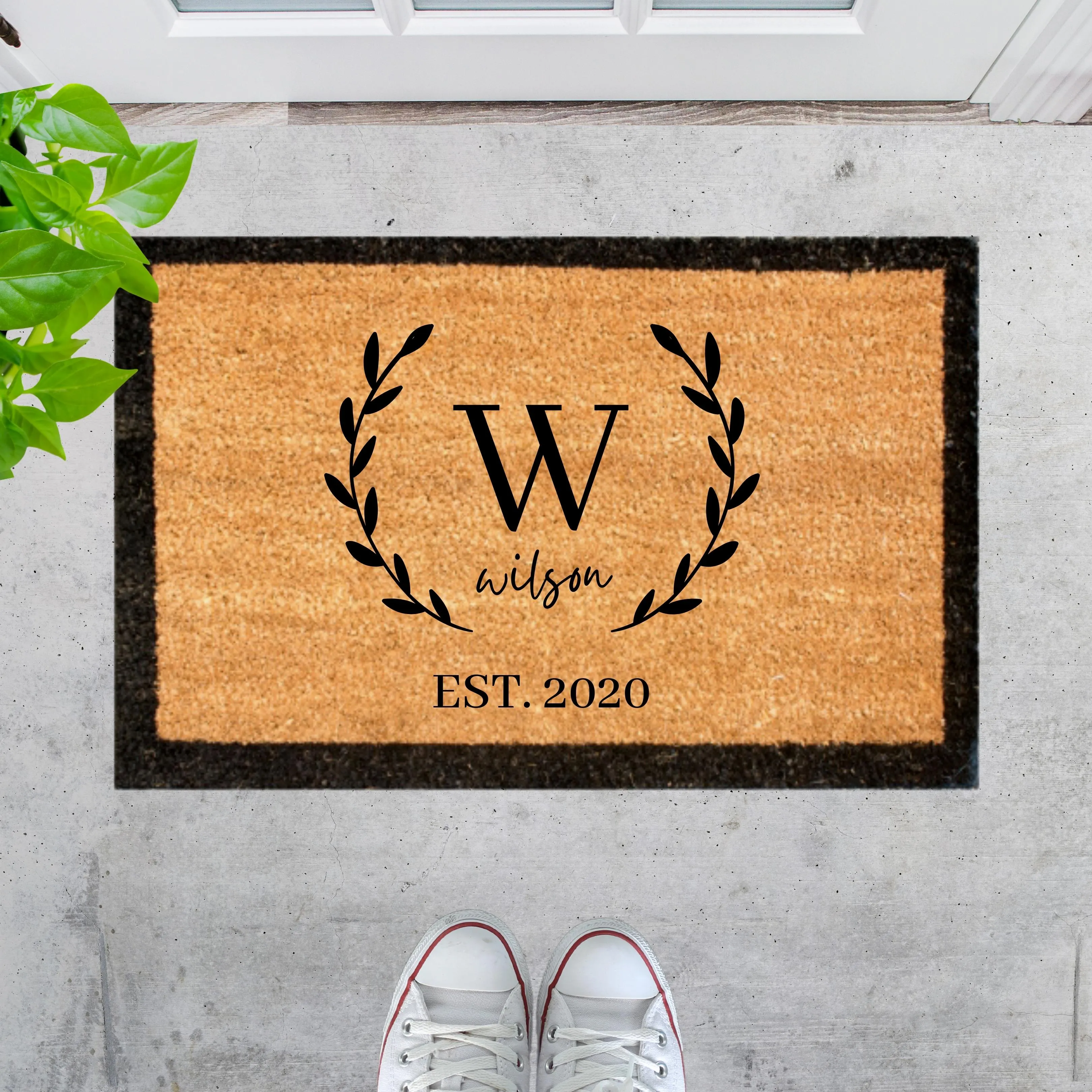 Customised Black Border Doormat