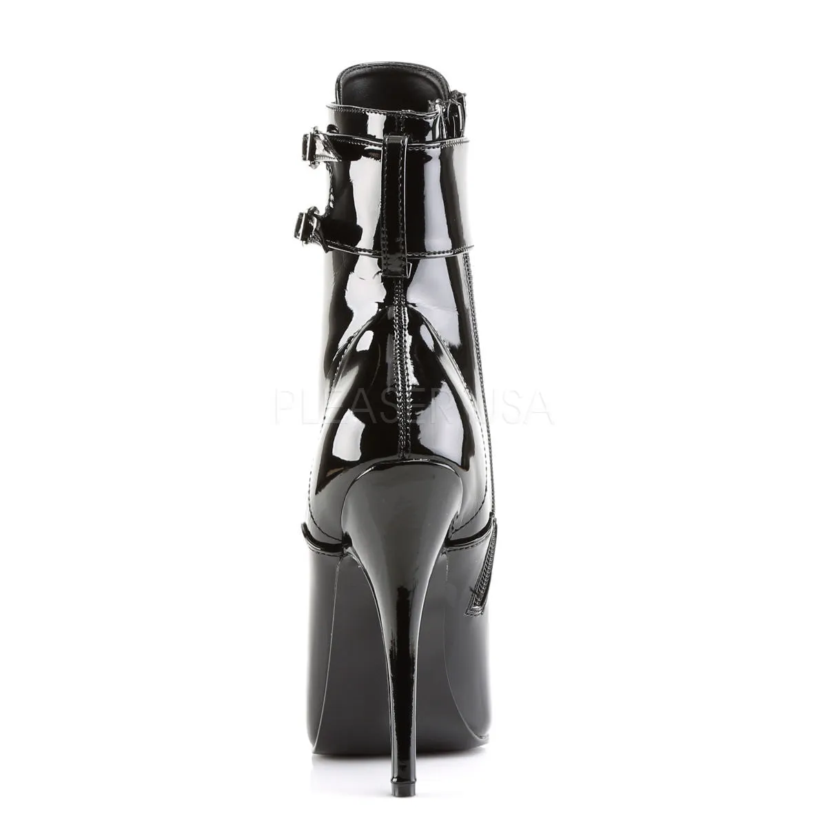 DEVIOUS DOMINA-1023 Black Pat Ankle Fetish Boots