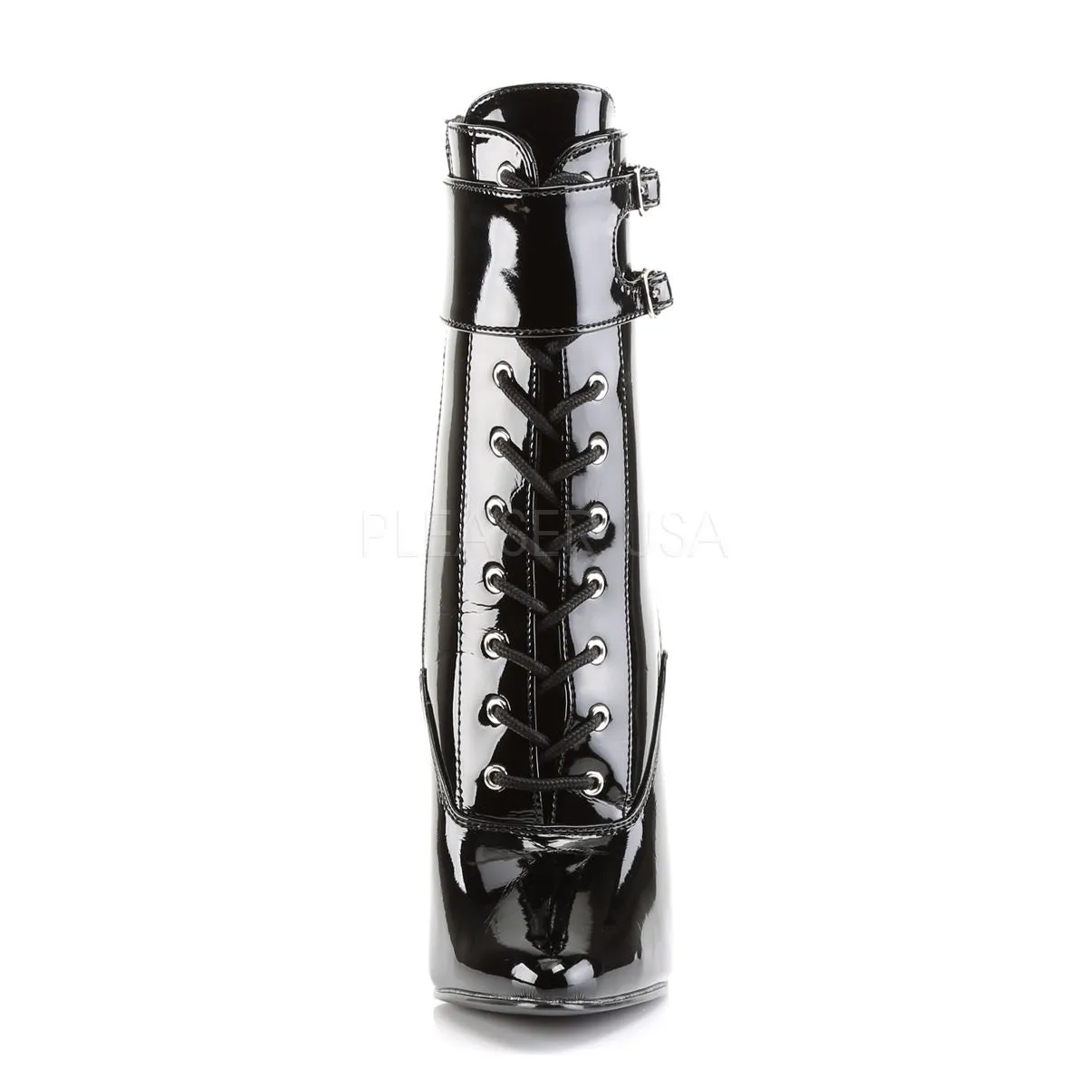DEVIOUS DOMINA-1023 Black Pat Ankle Fetish Boots