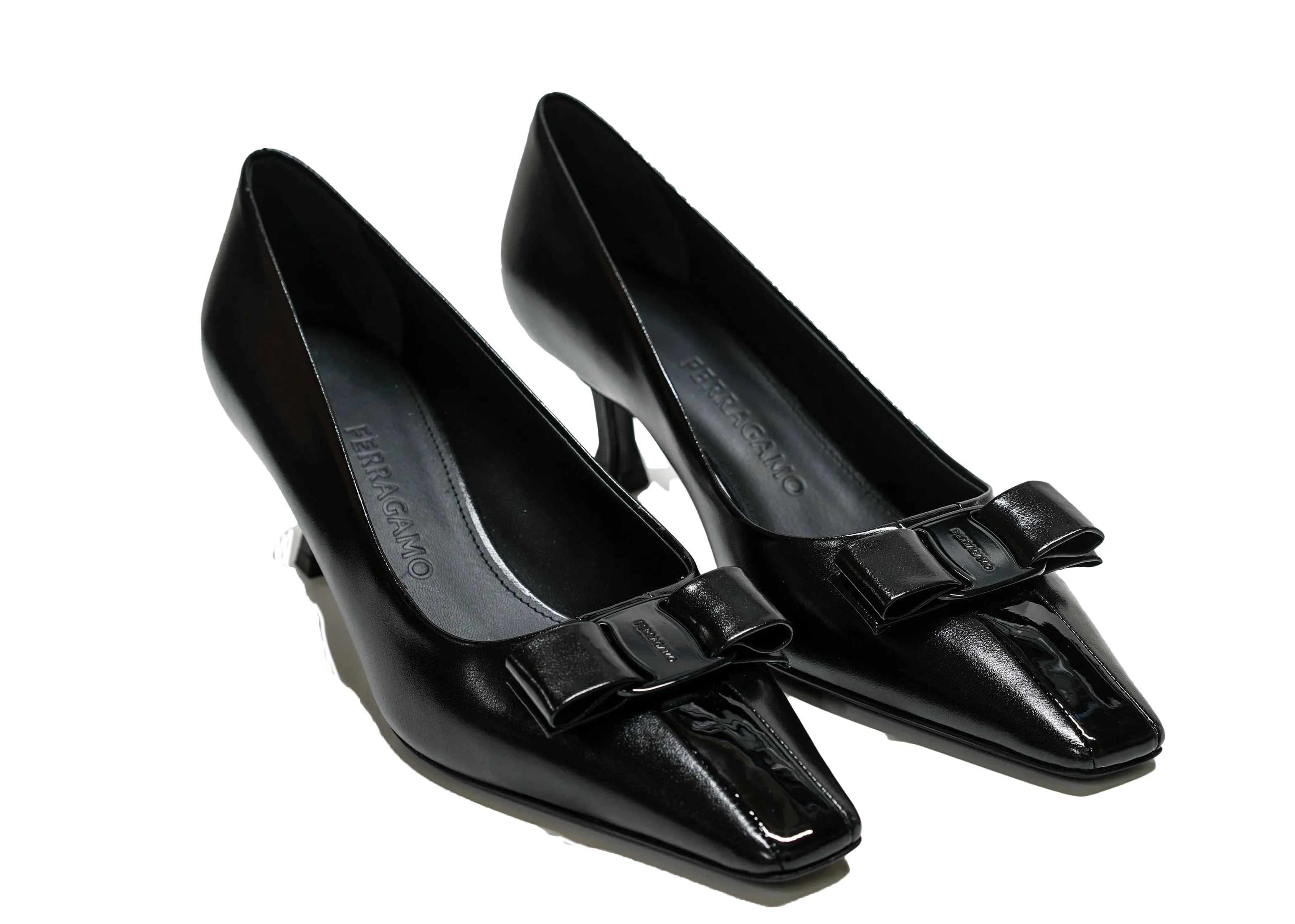 Ferragamo Women's Black Leather Bow Pump 6cm SIWAR 0766401 - 50% off