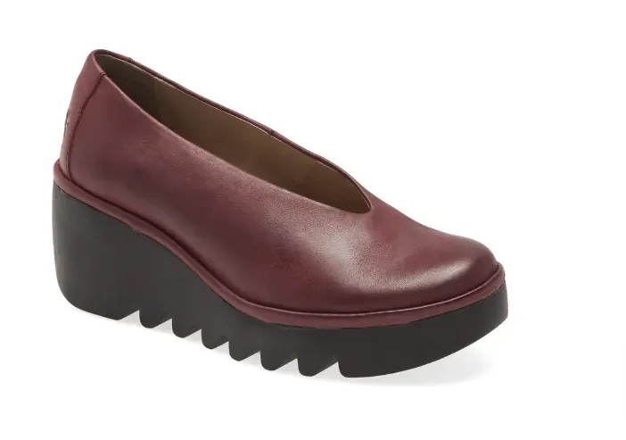 Fly London Women's Beso Wedge Pumps- Verona Wine