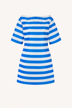Guinevere Dress In Blue Stripe Twill
