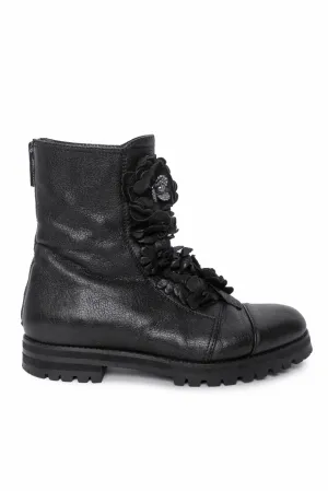 Jimmy Choo Size 36 Havana Floral Crystal-Embellished Combat Boots