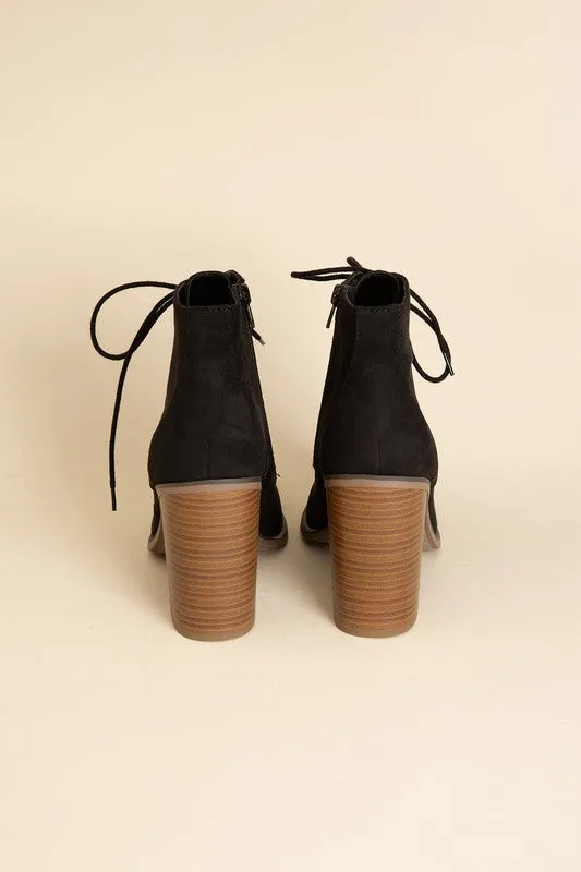Kidman Lace Up Wooden Heel Ankle Bootie