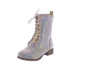 KID'S SHOES CHAMPAGNE RHINESTONE BOOTIES GLISTEN-26K