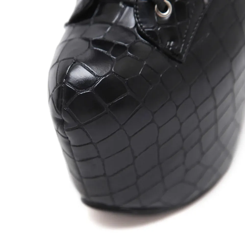 Lace Up Ankle High Heel Boots with Chains