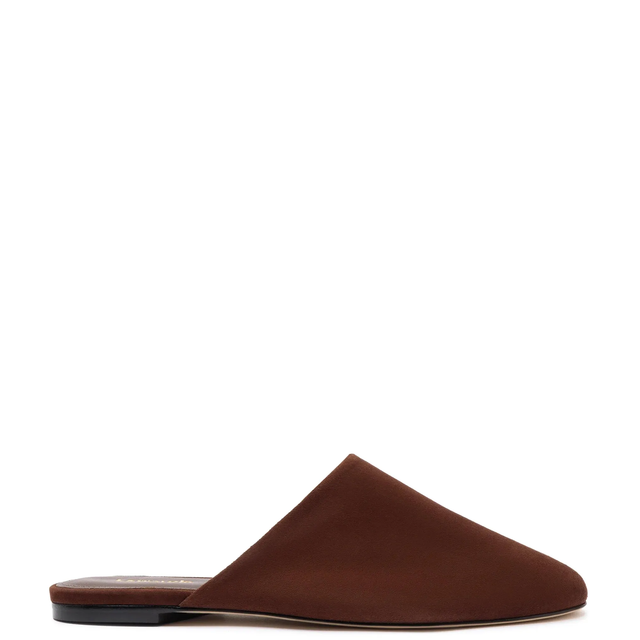 LARROUDÉ Venice Flat Mule and Pouch Kit In Brown Suede