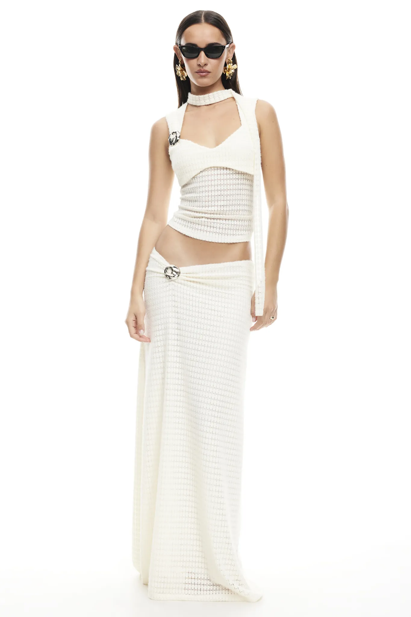 LIONESS In Your Dreams Maxi Skirt Cream