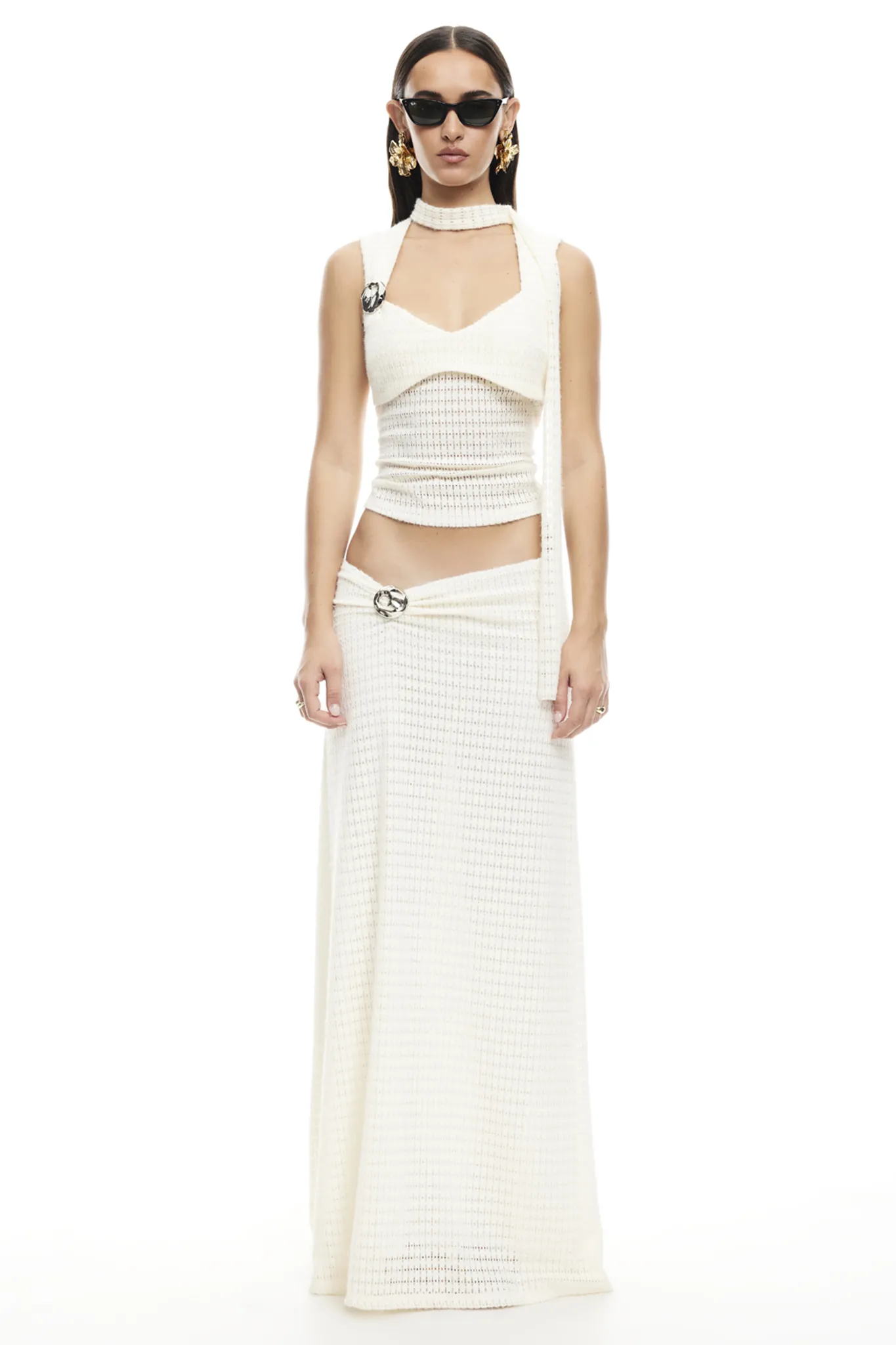 LIONESS In Your Dreams Maxi Skirt Cream