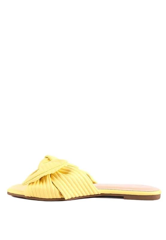 Little Jane Textured Bow Yellow Slider Flats