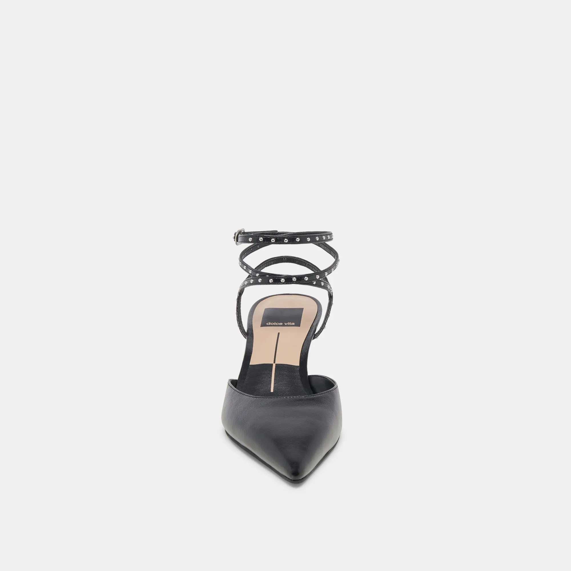 LOKLYN STUD HEELS MIDNIGHT CRINKLE PATENT - re:vita