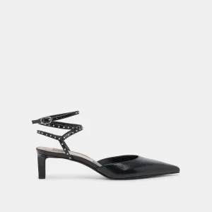 LOKLYN STUD HEELS MIDNIGHT CRINKLE PATENT - re:vita