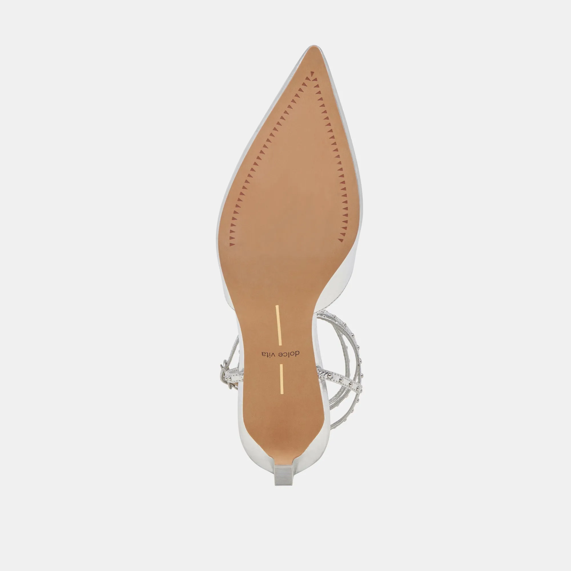 LOKLYN STUD HEELS SILVER CRINKLE PATENT - re:vita