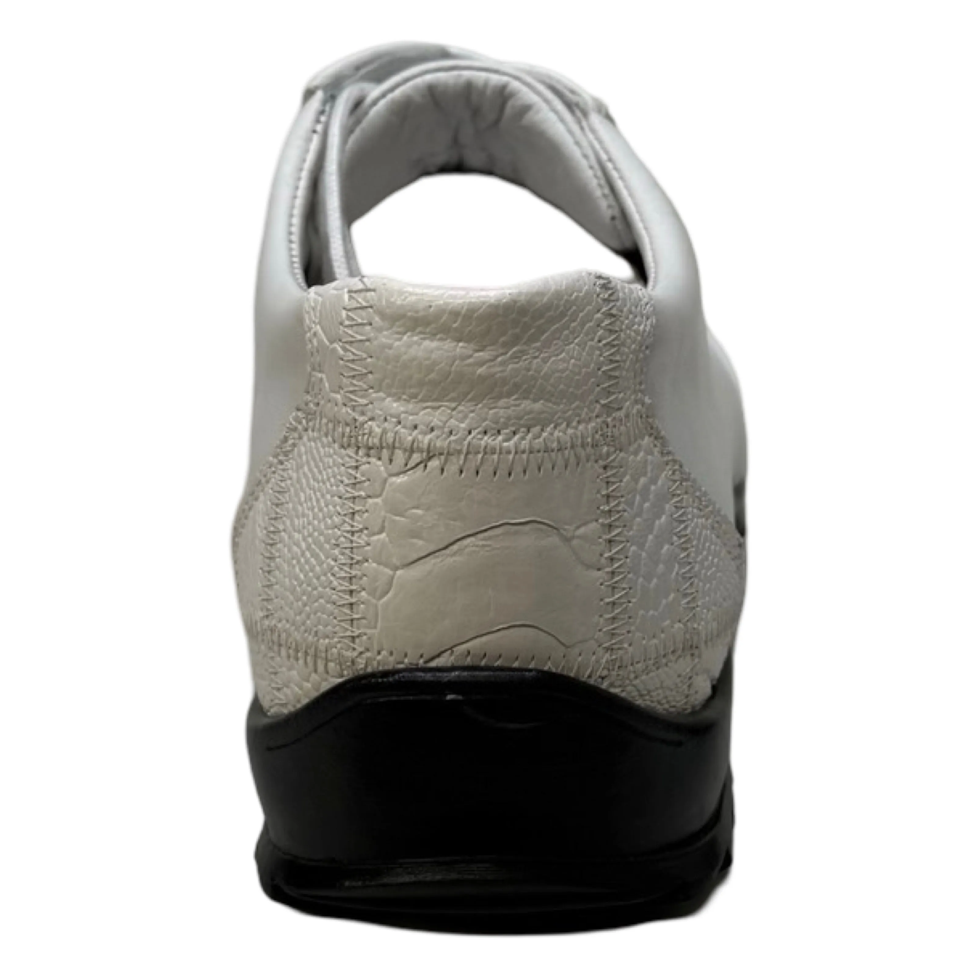 Los Altos White Ostrich Leg Lace Up Sneakers