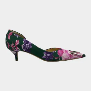 Magda Butrym pink and green flower print kitten heels