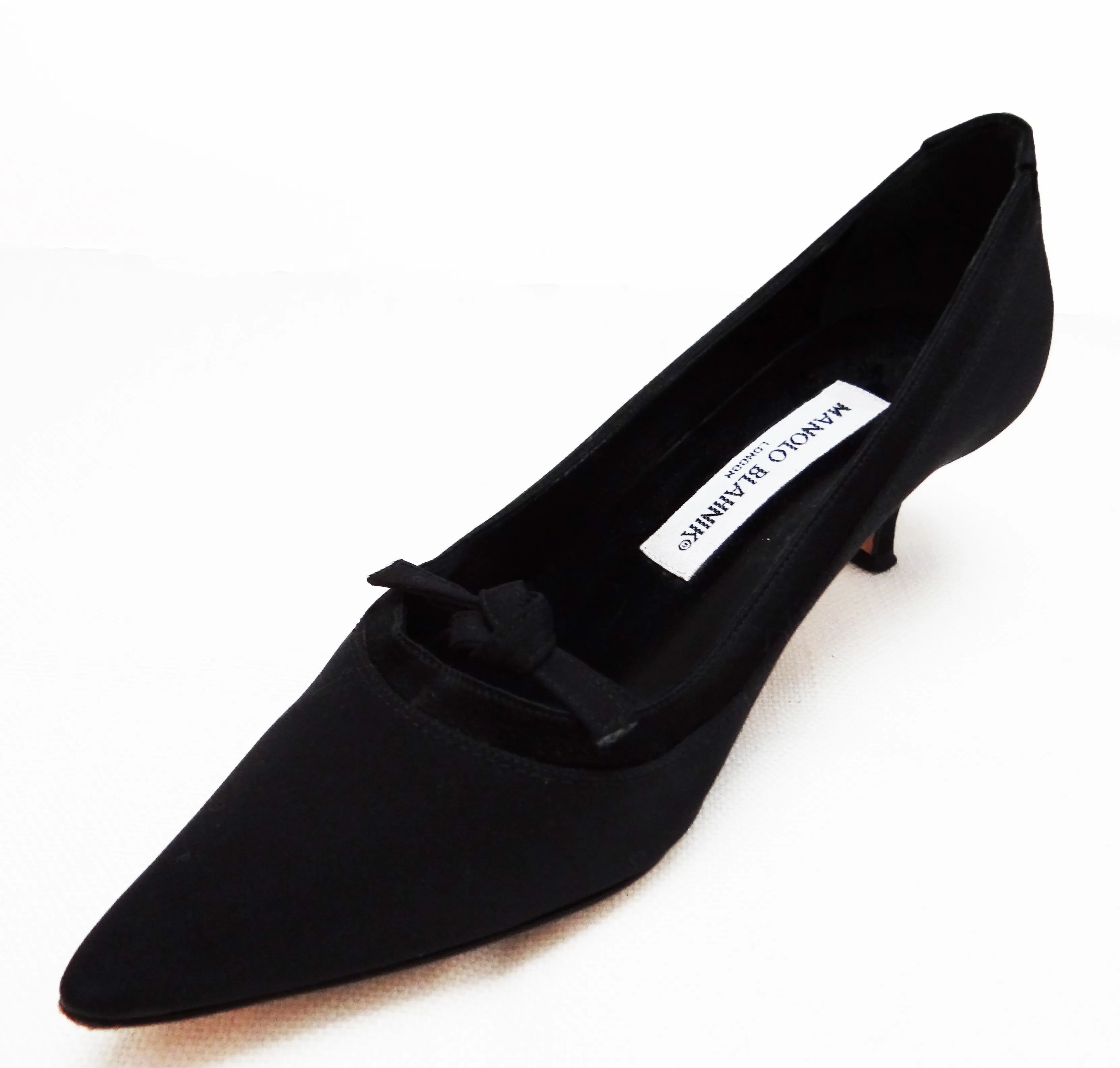Manolo Blahnik Black Satin Evening Shoes, EU35.5