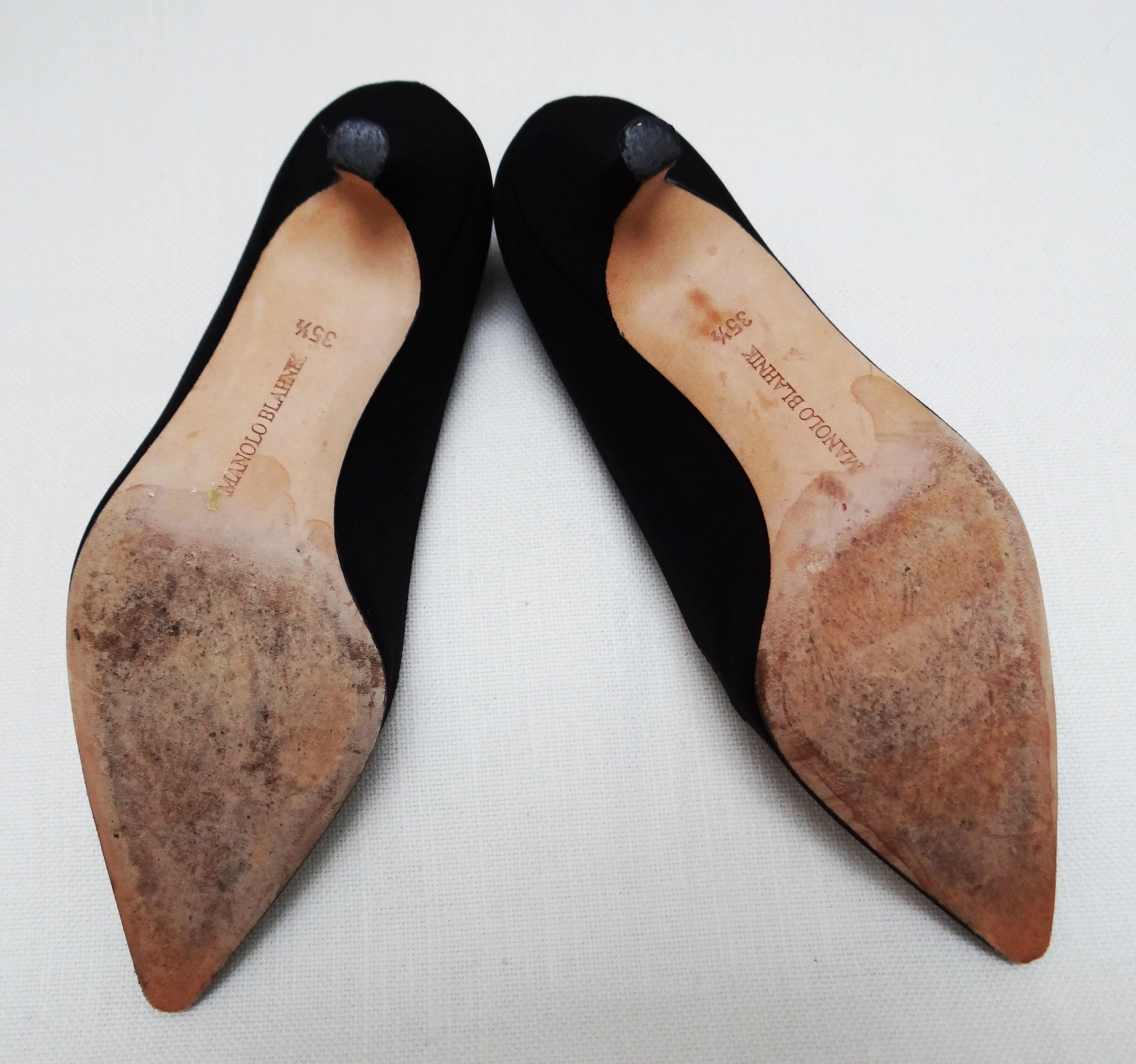 Manolo Blahnik Black Satin Evening Shoes, EU35.5