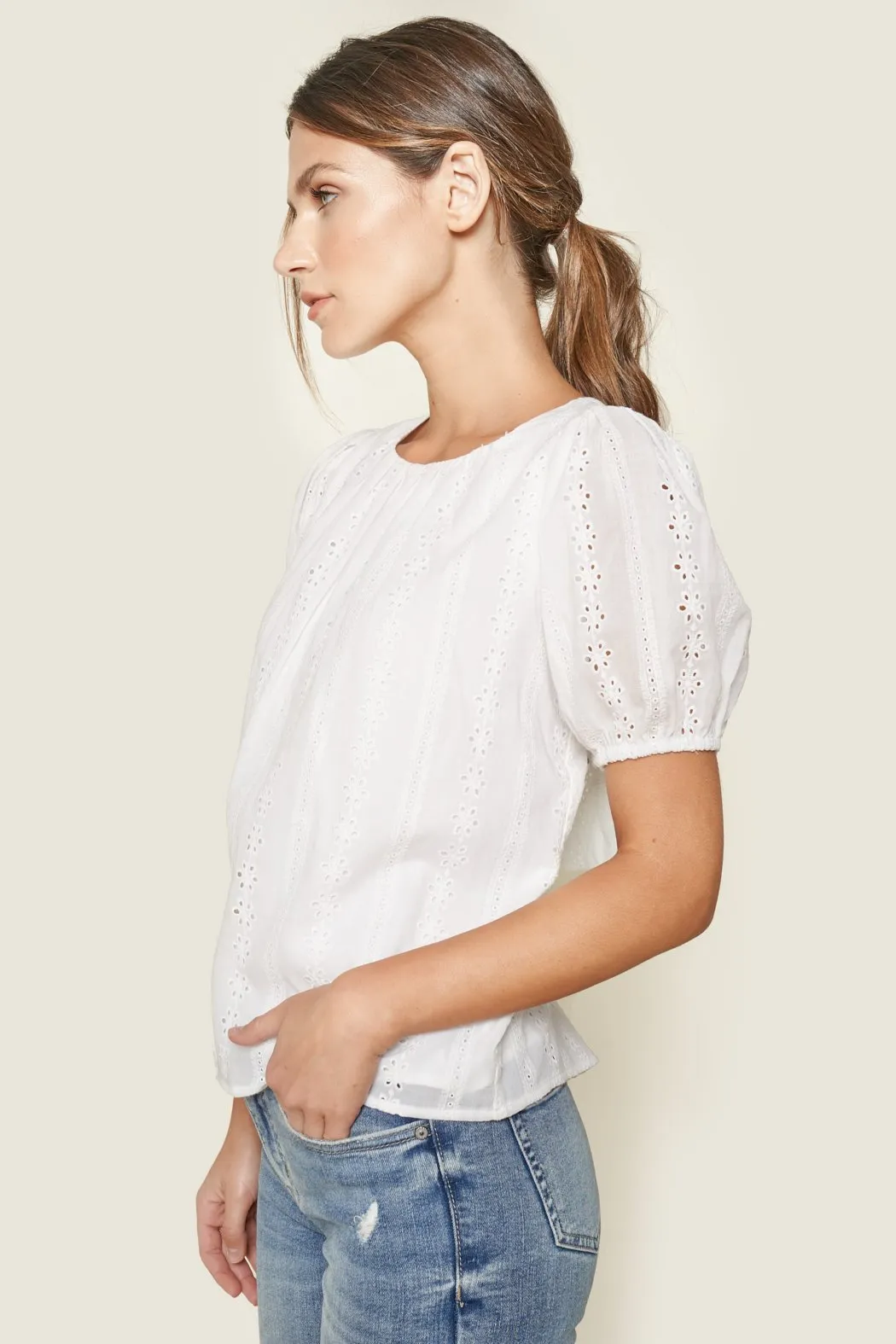 Marmont Eyelet Bow Tie Top