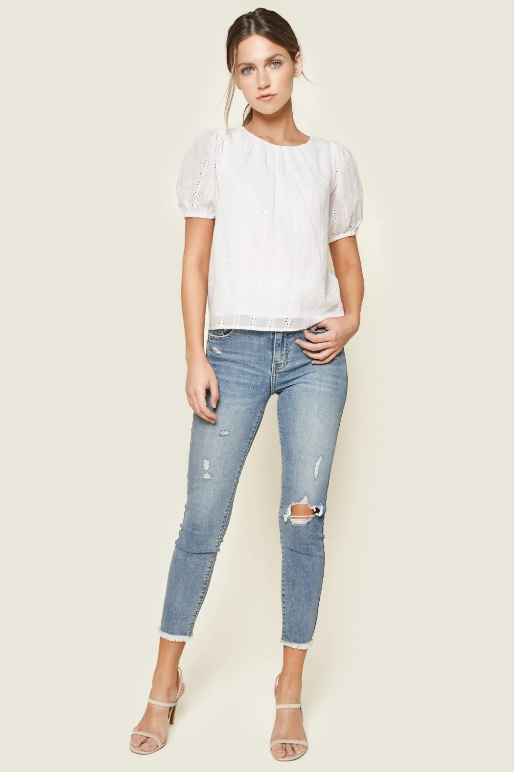 Marmont Eyelet Bow Tie Top