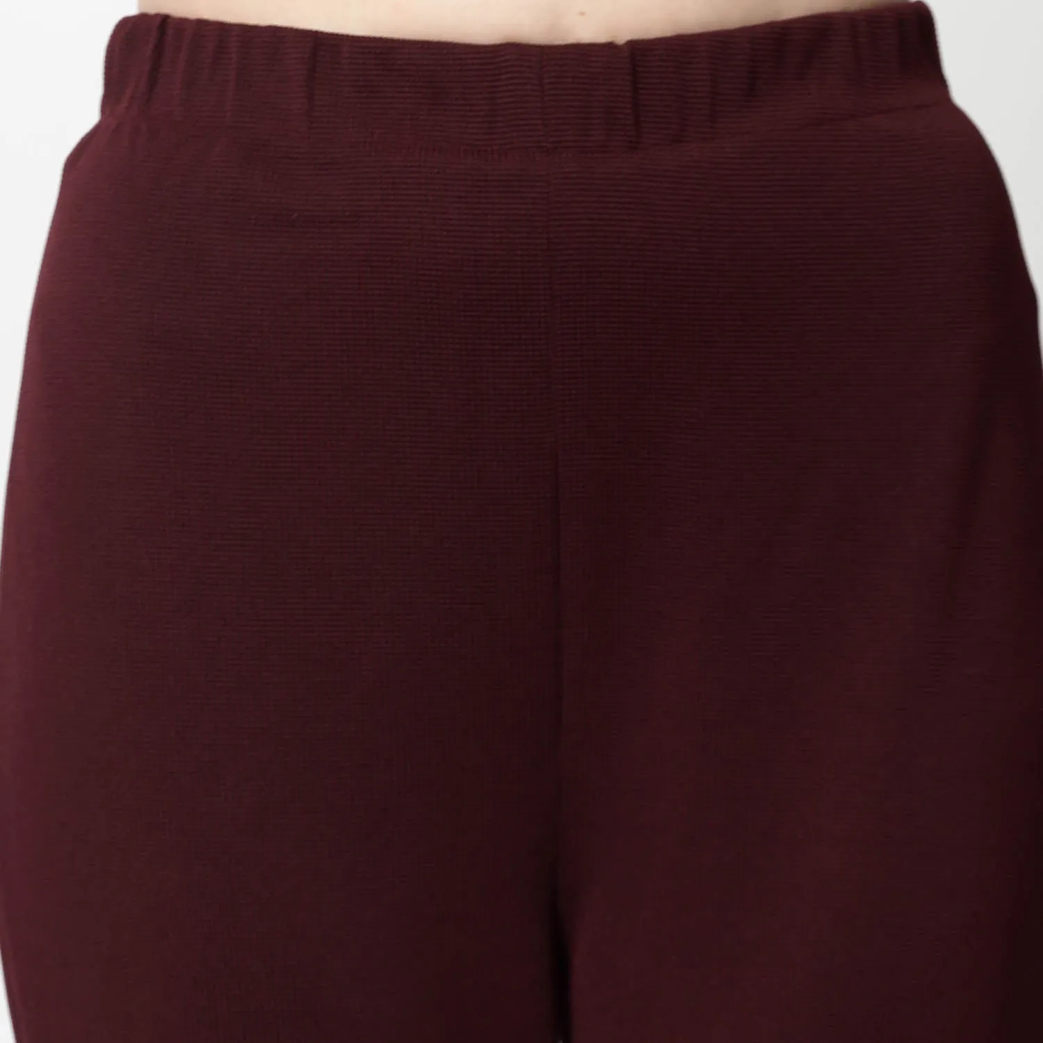 Maroon Lycra Bell Bottom Pant
