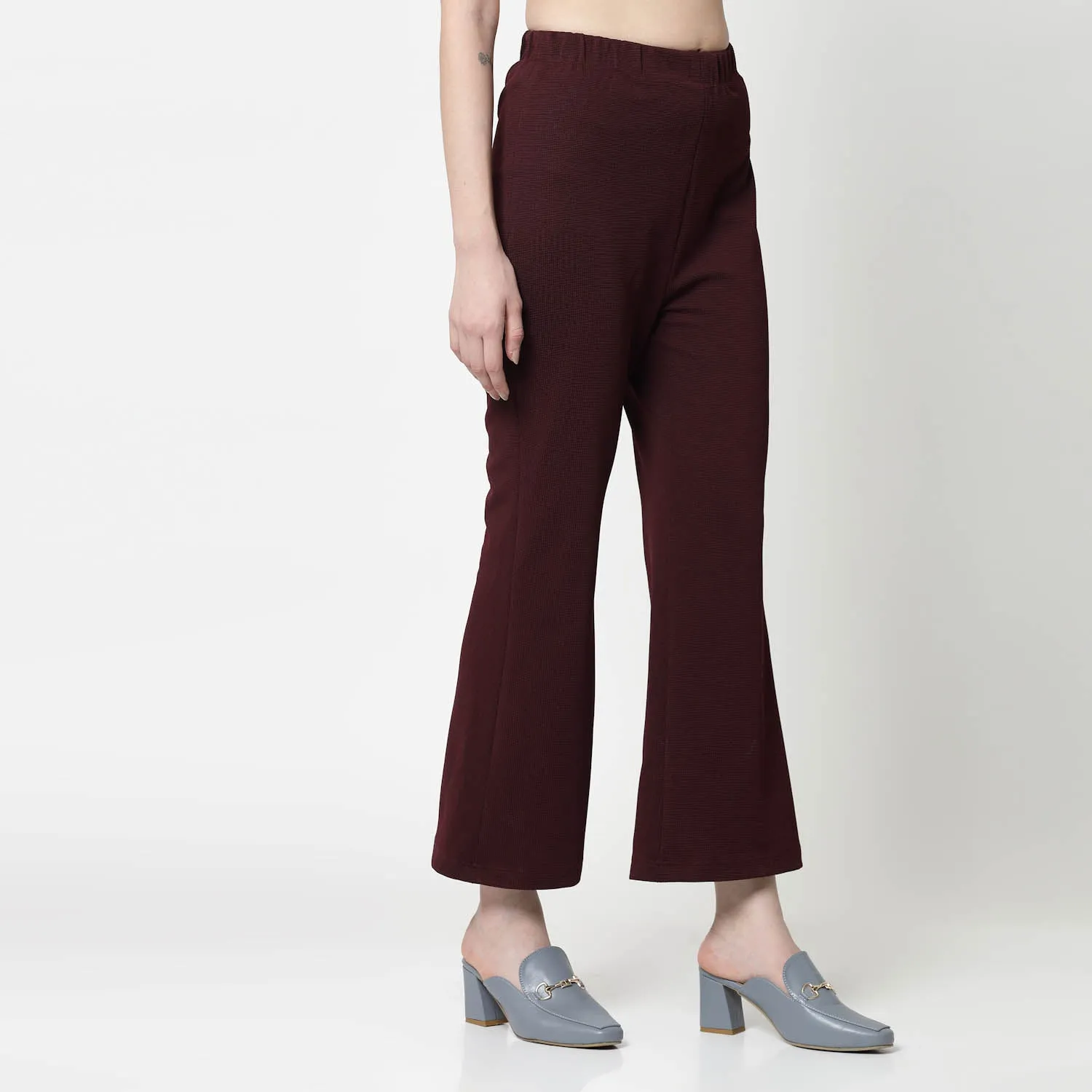 Maroon Lycra Bell Bottom Pant