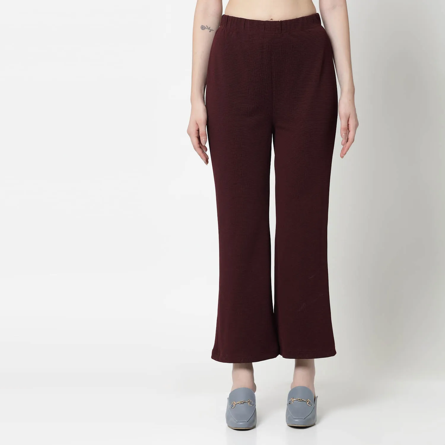 Maroon Lycra Bell Bottom Pant