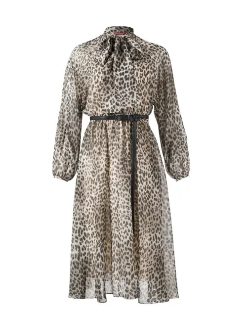 Max Mara Studio Glizia Leopard Silk Dress