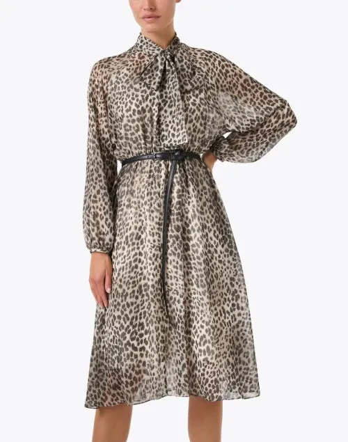 Max Mara Studio Glizia Leopard Silk Dress